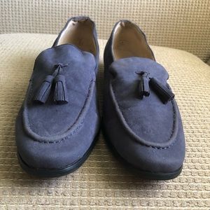 ELANROMAN Men's Luxury Gray Suede Dress Tassels